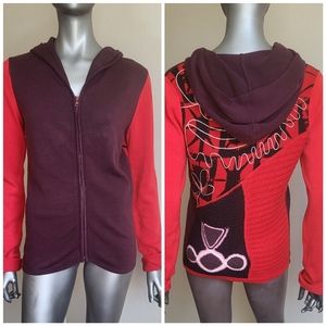 Zoom Cardigan Partially Crocheted Hoodie Sweater - Size . Medium